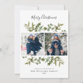 クリスマスのモダングリーンに3枚の写真 シーズンカード