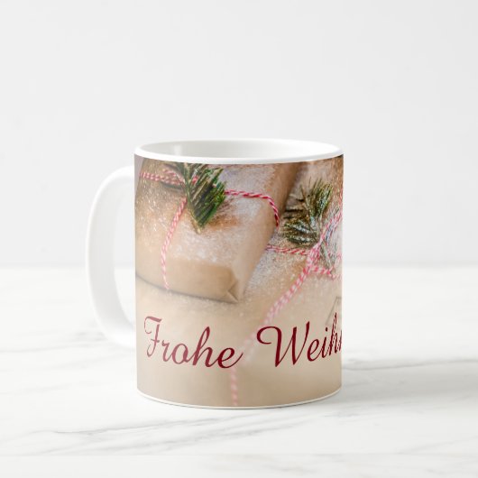 クリスマスのモチーフとしての贈り物 コーヒーマグカップ (正面左)