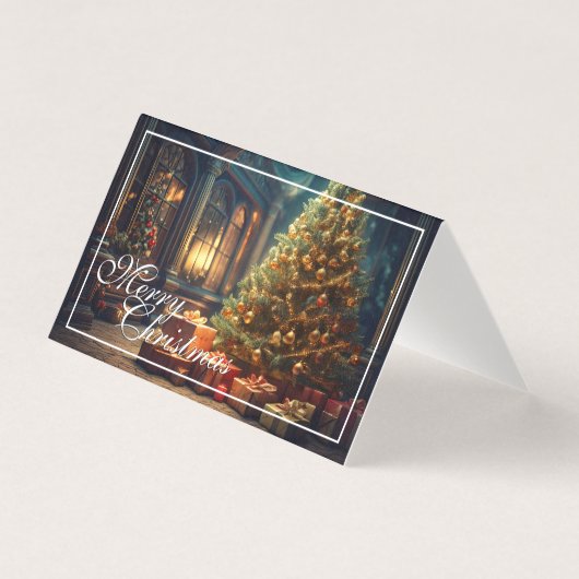 クリスマスのモチーフとクリスマスツリーの下のプレゼント (正面)