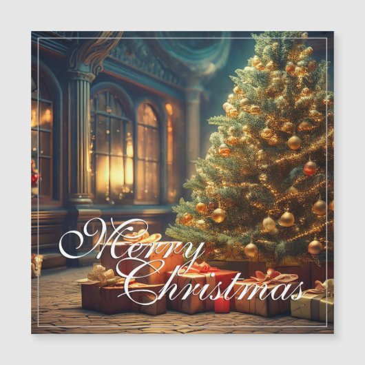 クリスマスのモチーフとクリスマスツリーの下のプレゼント (正面)