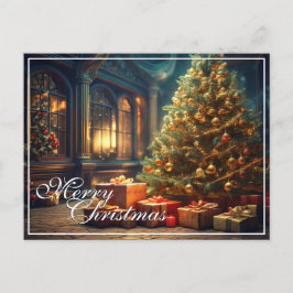 クリスマスのモチーフとプレゼントの下のクリスマスツリー シーズンポストカード