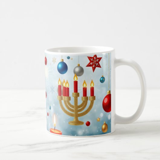 クリスマスのモチーフを組み合わせた冬の休日 コーヒーマグカップ (右)