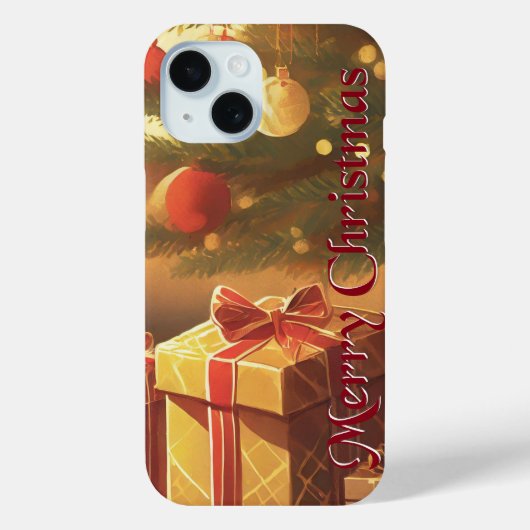 クリスマスのモチーフ、クリスマスツリーの下にプレゼント Case-Mate iPhoneケース (裏面)