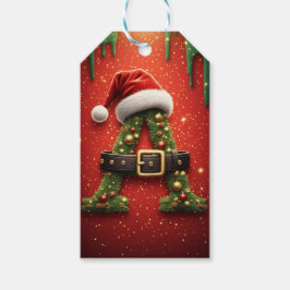 クリスマスのモノグラムのイニシャルA ホリデーギフトに ギフトタグ