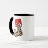 クリスマスのモノグラムのヒョウのストッキングのマグ マグカップ (正面左)