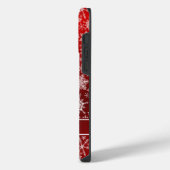 クリスマスのモノグラム入り 赤と白の雪の結晶 iPhoneケース (左側面)