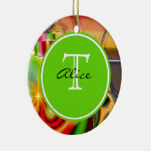 クリスマスのモノグラム セラミックオーナメント (右)