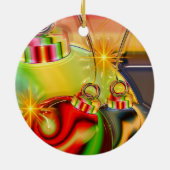 クリスマスのモノグラム セラミックオーナメント (裏面)