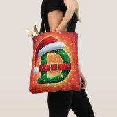 クリスマスのモミの木とサンタのD トートバッグ (クローズアップ)