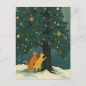 クリスマスのモミの木と2匹のジンジャー子猫 ポストカード (正面)