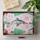 クリスマスのモミの木柄のペンギン 薄葉紙 (ギフト)