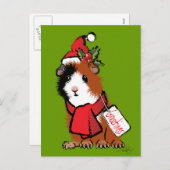 クリスマスのモルモットの挨拶 シーズンポストカード (正面/裏面)
