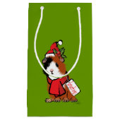 クリスマスのモルモットの挨拶 スモールペーパーバッグ (正面)