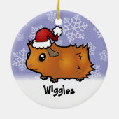 クリスマスのモルモット(だらしない) (ペットネームを加えて下さい) セラミックオーナメント (裏面)