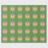 クリスマスのモルモット サンタとトナカイのリース ラッピングペーパー (フラット)