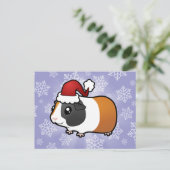クリスマスのモルモット(滑らかな毛) シーズンポストカード (スタンド正面)