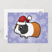 クリスマスのモルモット(滑らかな毛) シーズンポストカード (正面/裏面)