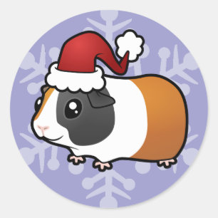 クリスマスのモルモット(滑らかな毛) ラウンドシール