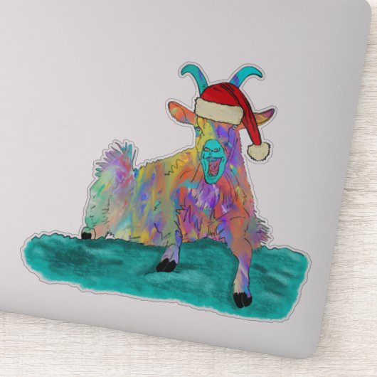 クリスマスのヤギが叫びカラフル声 シール (詳細)