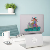 クリスマスのヤギが叫びカラフル声 シール (デスク上のノートパソコン)