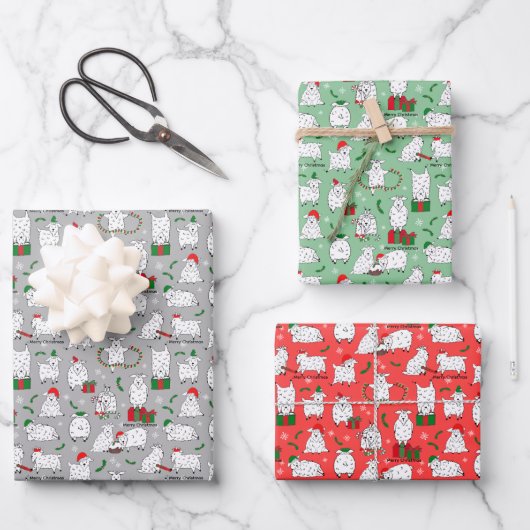 クリスマスのヤギたち ラッピングペーパーシート (正面)