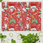 クリスマスのヤギ飴とジンルベルGetYerGoat™ キッチンタオル (折り畳み)
