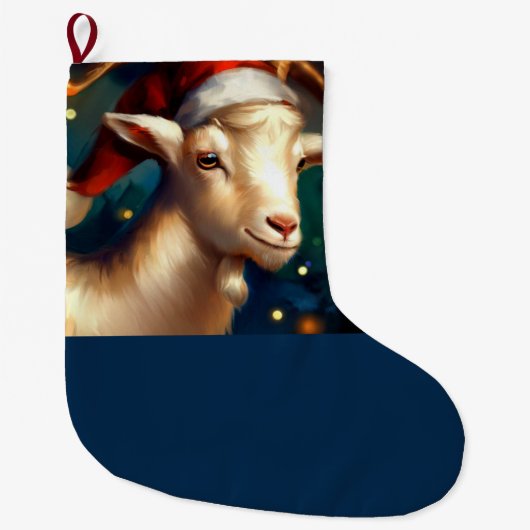 クリスマスのヤギ 1 ラージクリスマスストッキング (正面)