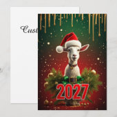 クリスマスのヤギ 2027 | おかしい かわいい ホリデーグリーティング 招待状 (正面/裏面)