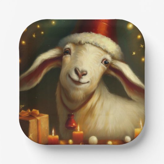 クリスマスのヤギ 3 ペーパープレート (正面)