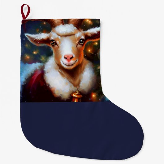 クリスマスのヤギ 4 ラージクリスマスストッキング (正面)