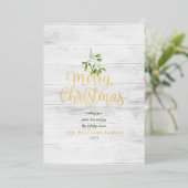 クリスマスのヤドリギの風景写真 ゴールド 箔シーズンカード (立ち正面)