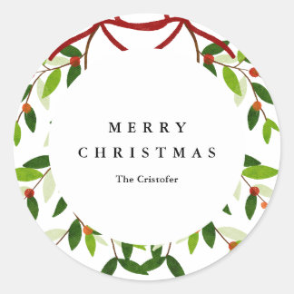 クリスマスのヤドリギステッカー ラウンドシール