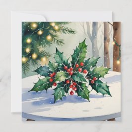クリスマスのヤドリギ あけましておめでとう 水彩カード シーズンカード