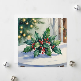 クリスマスのヤドリギ あけましておめでとう 水彩カード シーズンカード