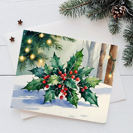 クリスマスのヤドリギ あすかしいホリデー ウォーターカラーカード シーズンポストカード