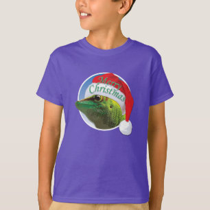 クリスマスのヤモリ-子供の基本的なHanesのTシャツ Tシャツ