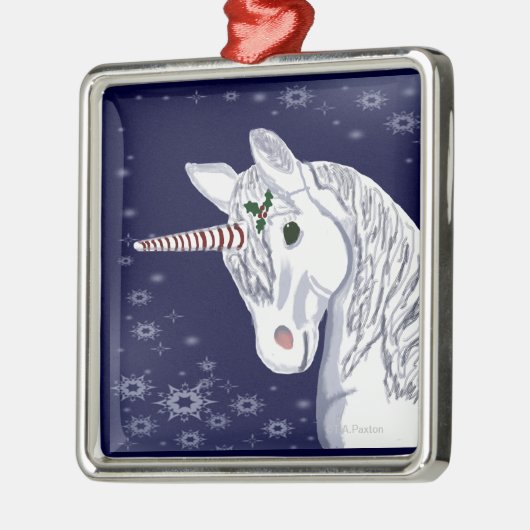 クリスマスのユニコーンのオーナメント メタルオーナメント (左)
