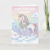 クリスマスのユニコーンの夢の国 子供用カード シーズンカード (正面)