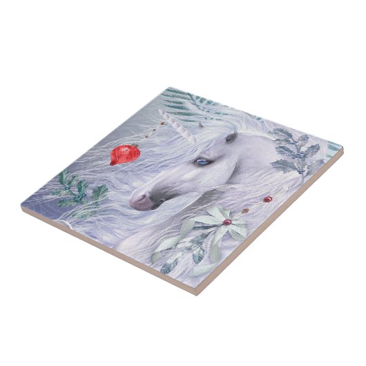 クリスマスのユニコーンの芸術のタイル タイル (側面)