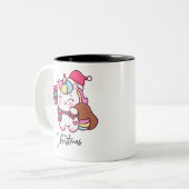 クリスマスのユニコーンマグデザイン ツートーンマグカップ (正面左)