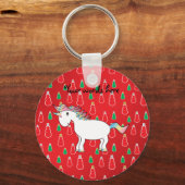 クリスマスのユニコーン赤い雪だるまパターン キーホルダー (正面)