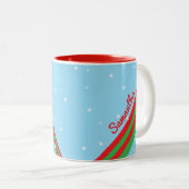 クリスマスのユニコーン道は-休日のマグを示すために導きます ツートーンマグカップ (正面右)