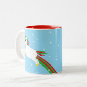 クリスマスのユニコーン道は-休日のマグを示すために導きます ツートーンマグカップ (正面左)