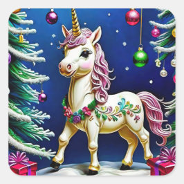 クリスマスのユニコーン スクエアシール