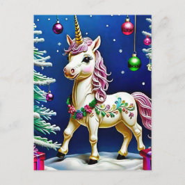 クリスマスのユニコーン ポストカード