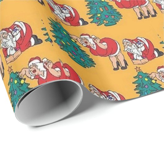 クリスマスのユーモアのサンタクロースの包装紙 ラッピングペーパー (ロールコーナー)
