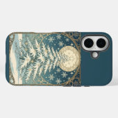 クリスマスのユールツリーに雪と星型の Case-Mate iPhoneケース (裏面 (横))