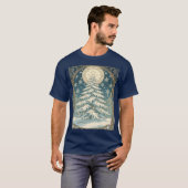 クリスマスのユールツリーに雪と星型の Tシャツ (正面フル)