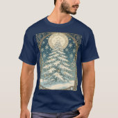 クリスマスのユールツリーに雪と星型の Tシャツ (正面)