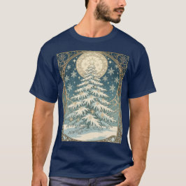 クリスマスのユールツリーに雪と星型の Tシャツ